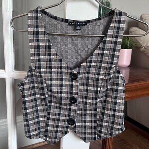 Brown plaid vest top
